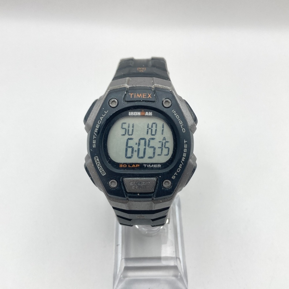 Timex Ironman Men's Watch Digital Gray Black Indiglo 30 Lap Chrono New Battery - Picture 3 of 16